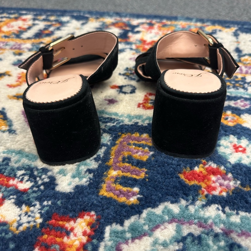 J. Crew Penny Buckle Mules Black Suede Block Heel Sandal 5 Career Preppy - Picture 4 of 7